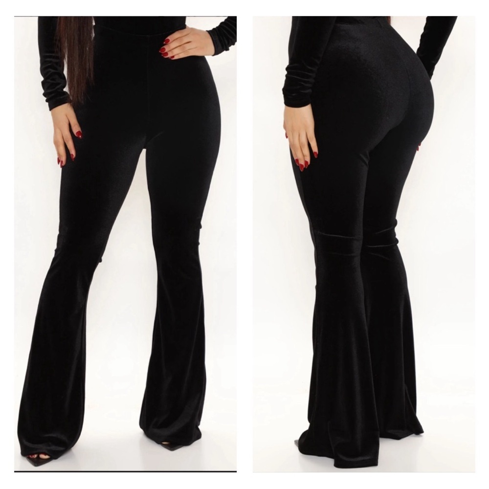 NEW FASHION‎ NOVA Velvet Melodies Flare Pant - Black Women’s SZ Small